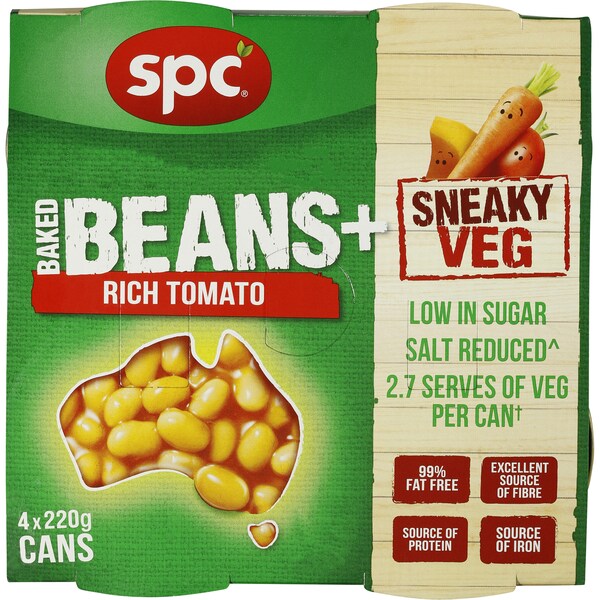 SPC Baked Beans With Sneaky Veg 4x220g