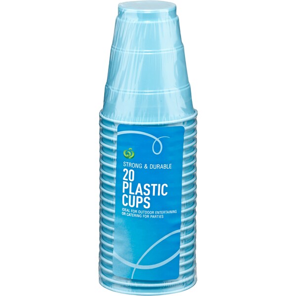 Woolworths Plastic Cups Light Blue 20 Pack