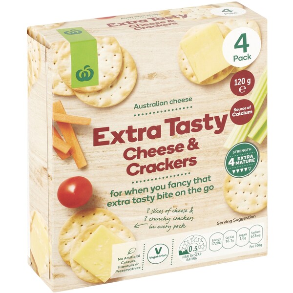 Woolworths Extra Tasty Cheese & Crackers 4 Pack