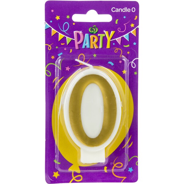 Woolworths Party Candle Metallics Number 0 Each