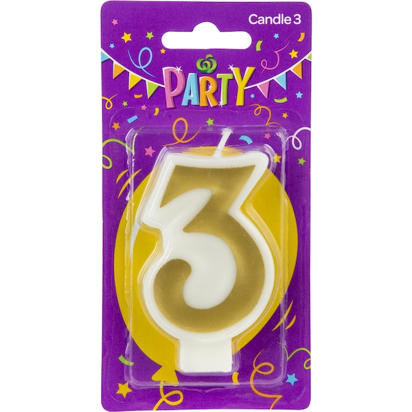 Woolworths Party Candle Metallics Number 3 Each