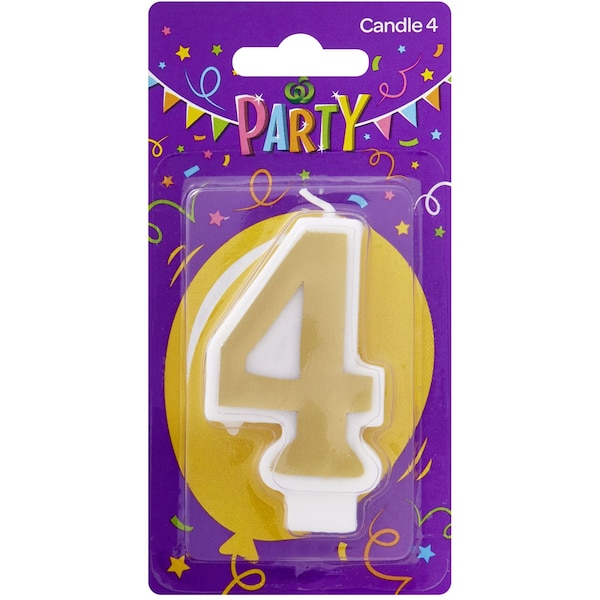 Woolworths Party Candle Metallics Number 4 Each
