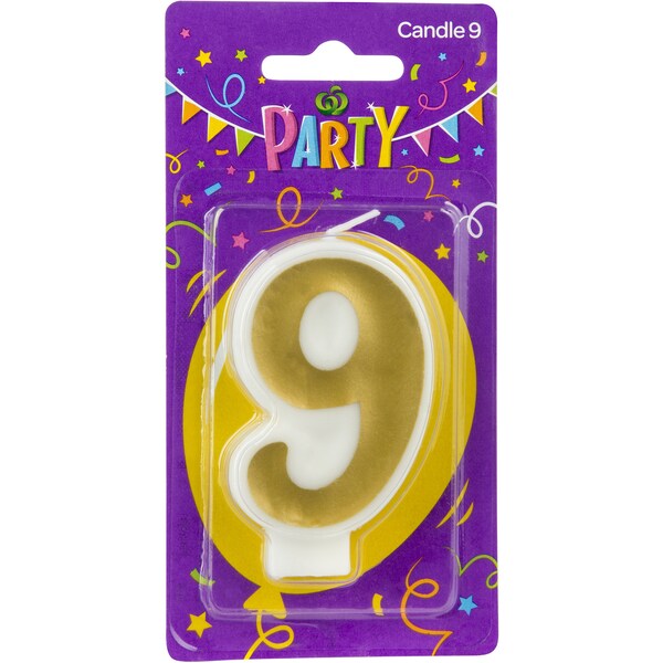 Woolworths Party Candle Metallics Number 9 Each