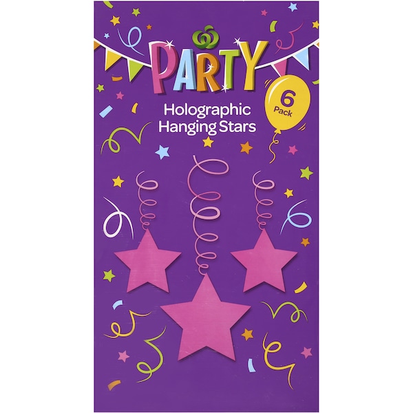 Woolworths Party Decoration Hanging Stars 6 Pack