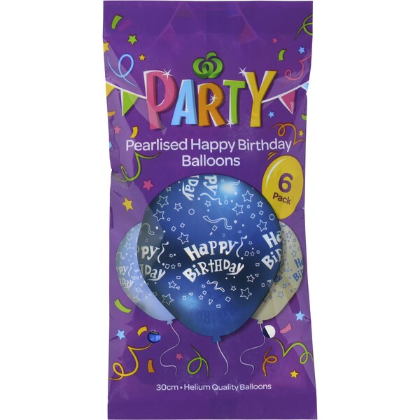 Woolworths Party Balloons Happy Birthday 30cm 6 Pack