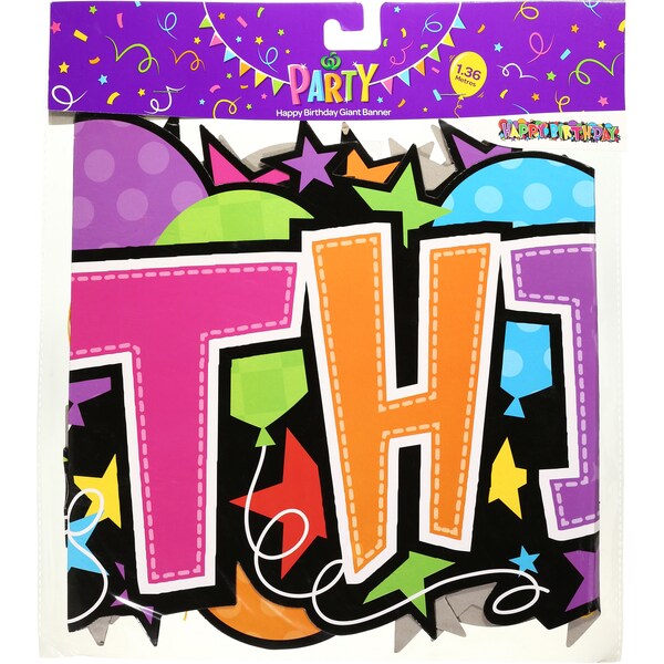 Woolworths Party Banner Happy Birthday 1.36m Each