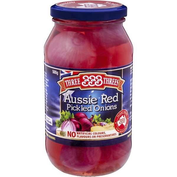 Three Threes Onions Pickled Aussie Red 500g