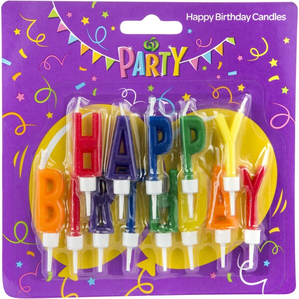 Woolworths Party Candle Happy Birthday With Holder 13 Pack