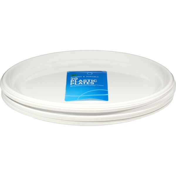 Woolworths Plates Plastic White 20 Pack