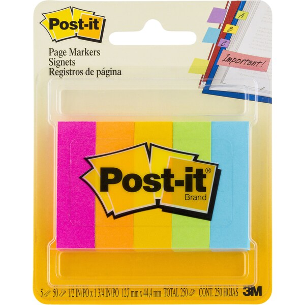 Post-it Page Markers Neon 5 Pack