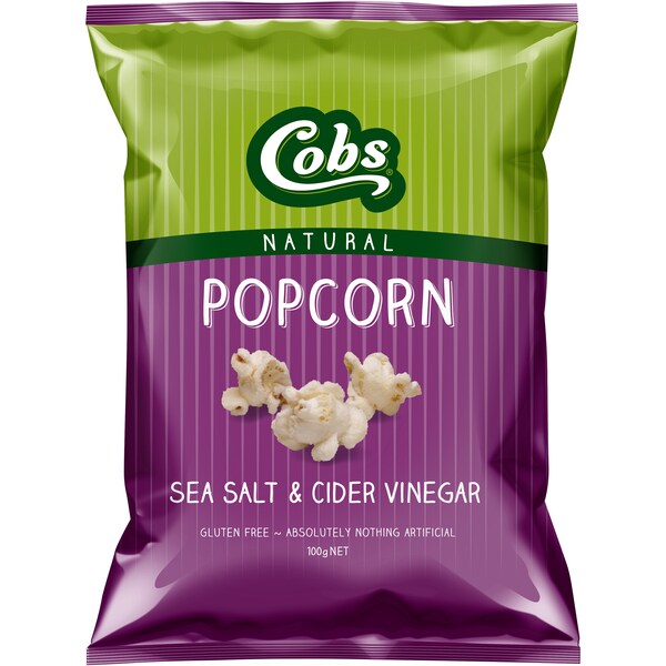 Cobs Popcorn Sea Salt & Cider Vinegar Gluten Free 100g