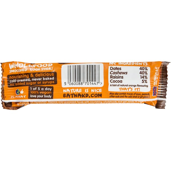 Nakd Gluten Free Bars Cocoa Orange 35g