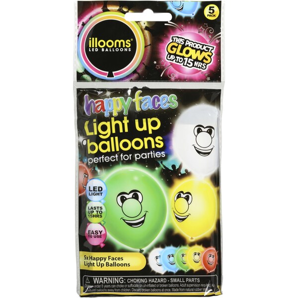 Illooms Balloons Led Light Up Faces 5 Pack