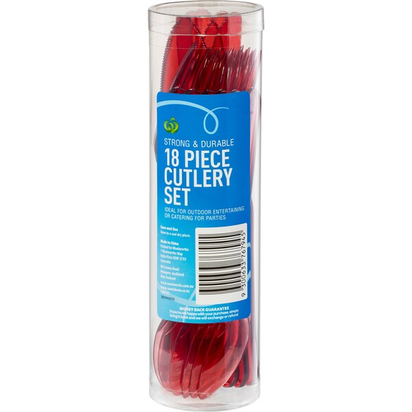 Woolworths Select Cutlery Set Red 18pk