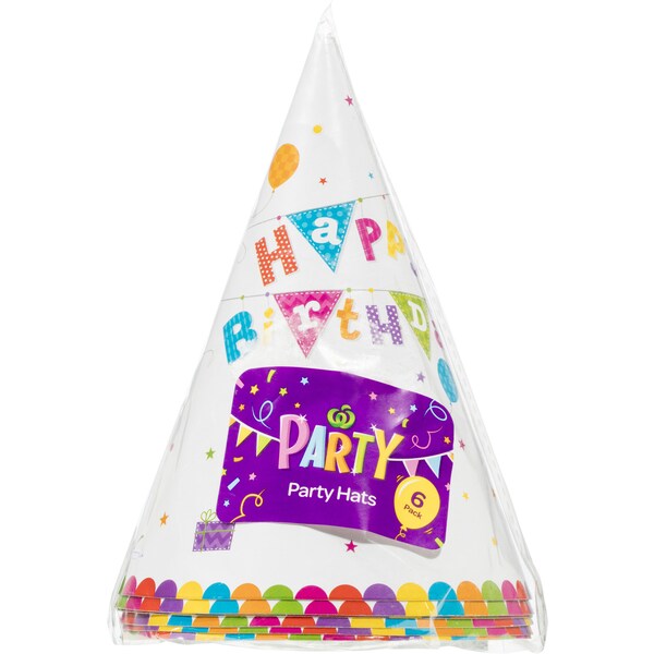 Woolworths Party Costume Hats Happy Birthday 6 pack