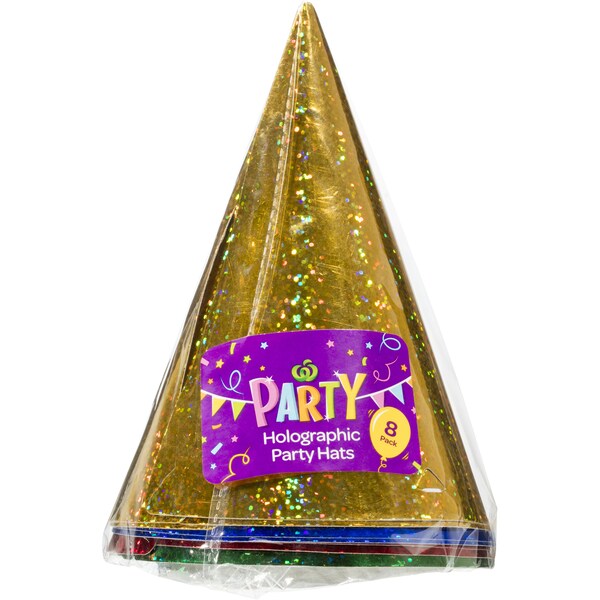 Woolworths Party Costume Hats Holographic 8 Pack