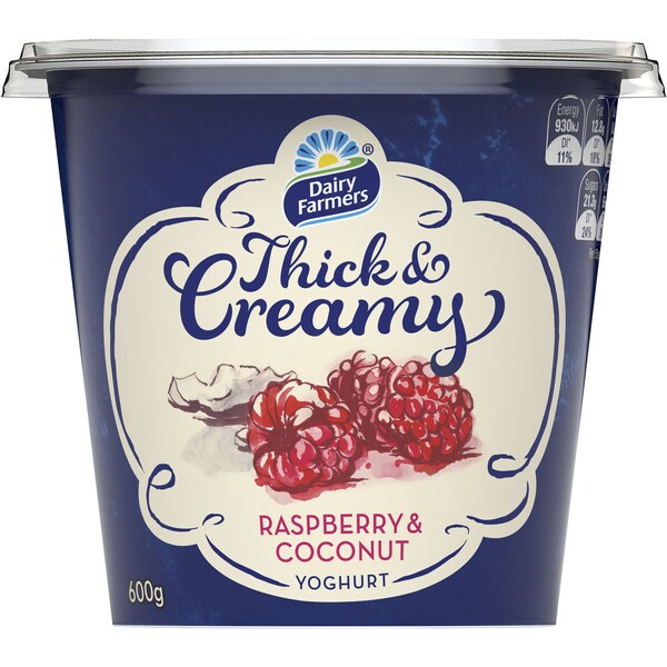 Dairy Farmers Raspberry & Coconut Thick & Creamy Yoghurt 600g