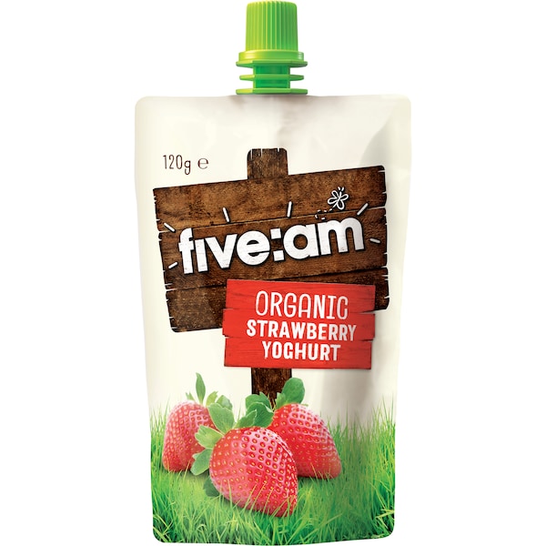 Five:Am Organic Squeezy Strawberry Yoghurt 120g Pouch