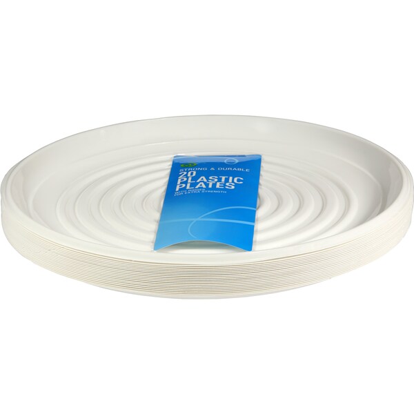 Woolworths Plastic Plates Large White 20 Pack