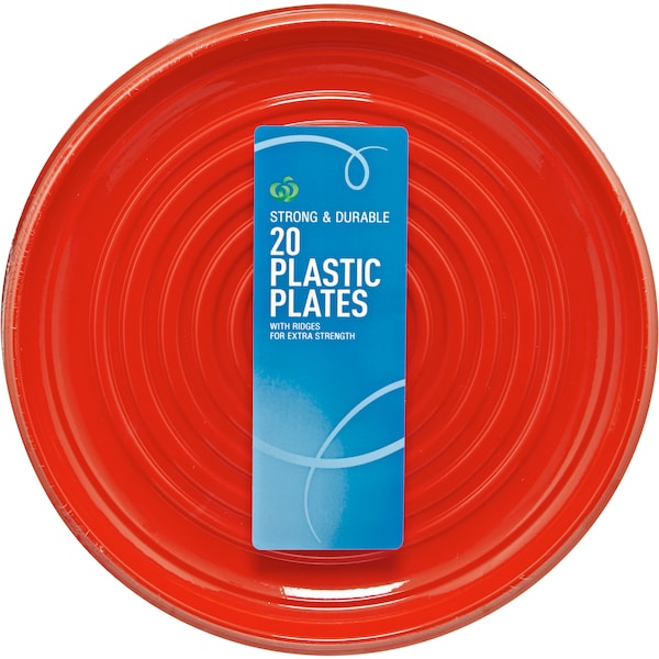 Woolworths Plastic Plates Large Red 20 Pack