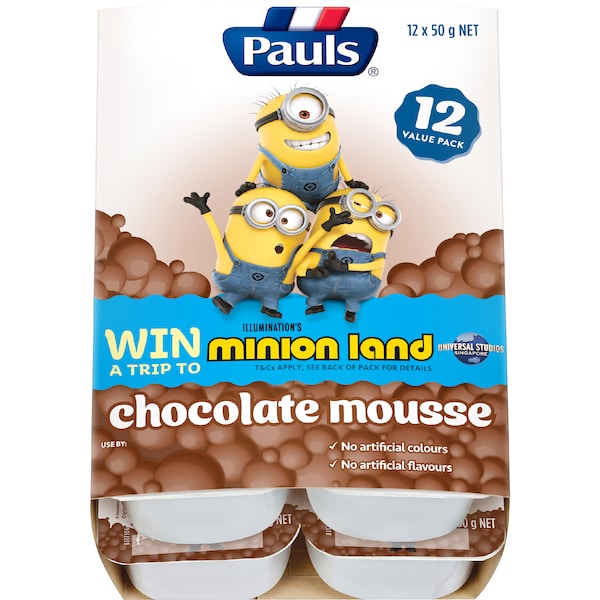 Pauls Kids&nbsp;Despicable Me Minions Chocolate Mousse 50g x 12 pack