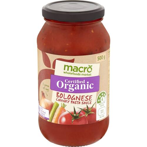 Macro Organic Pasta Sauce Chunky Bolognese 500g bunch