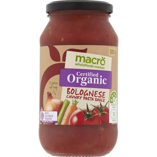 Macro Organic Pasta Sauce Chunky Bolognese 500g bunch