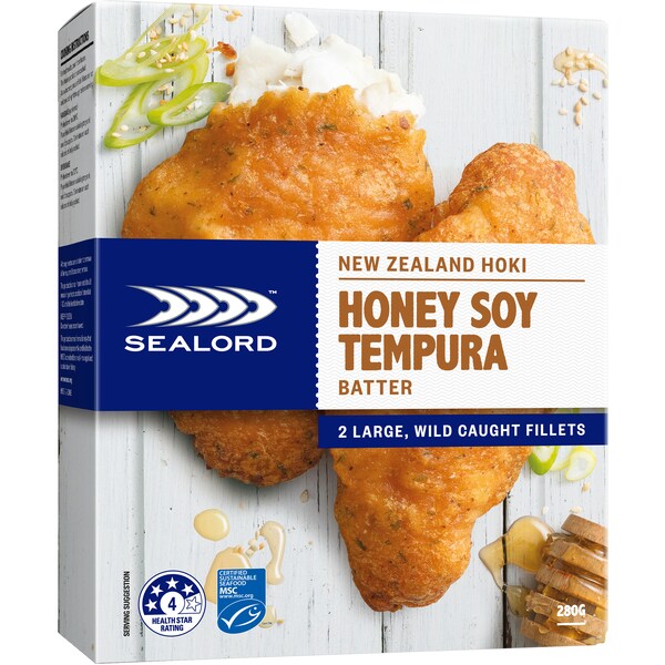 Sealord Premium Hoki Fillets Honey Soy Tempura 280g