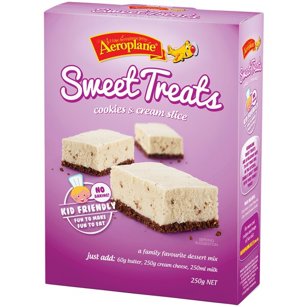 Aeroplane Sweet Treats Jelly Slice Sweet Cookies And Cream 250g