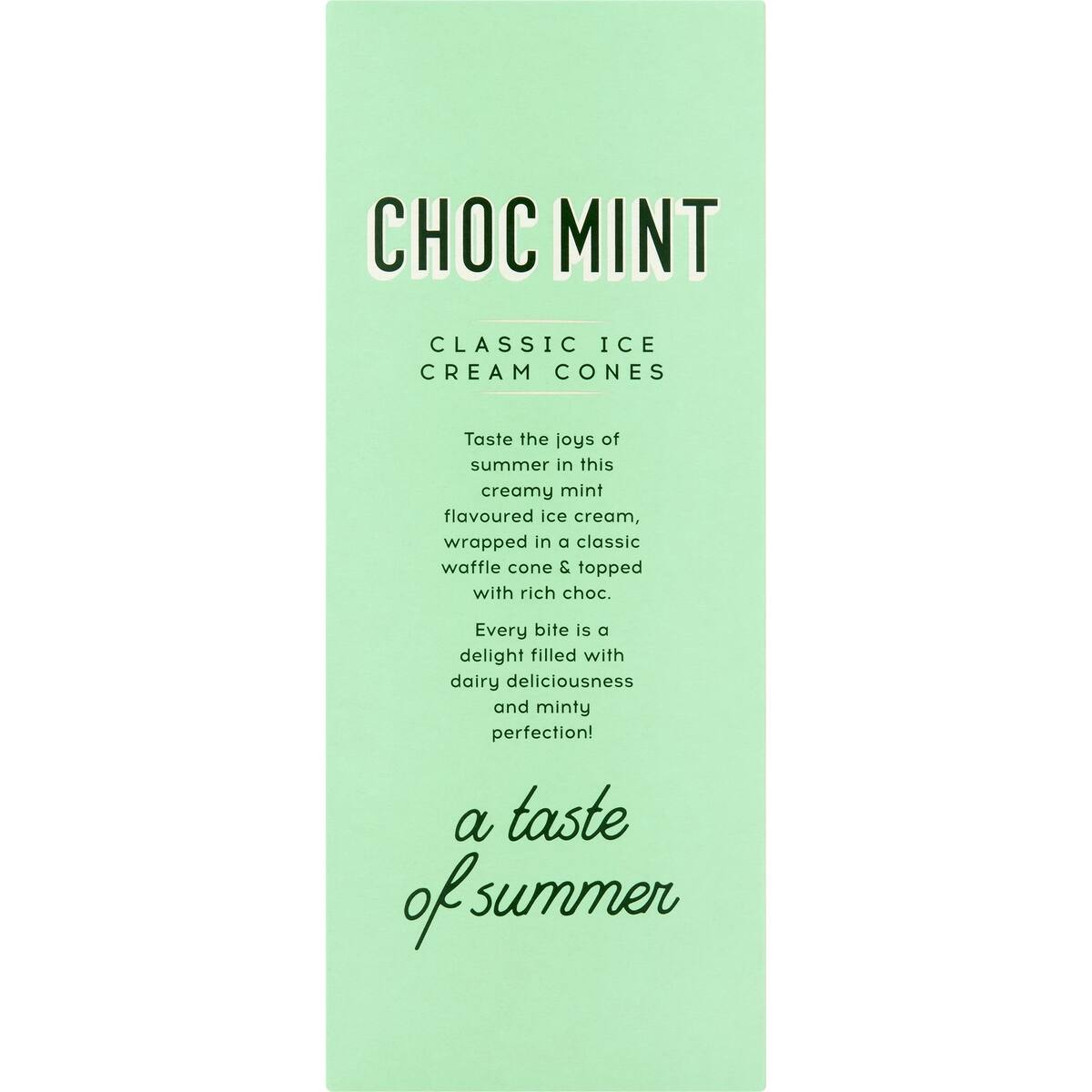 Woolworths Ice Cream Cones Choc Mint 4 Pack 475ml bunch