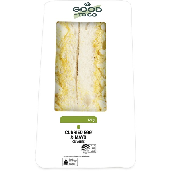 Woolworths Good To Go Curried Egg & Mayo On White 124g