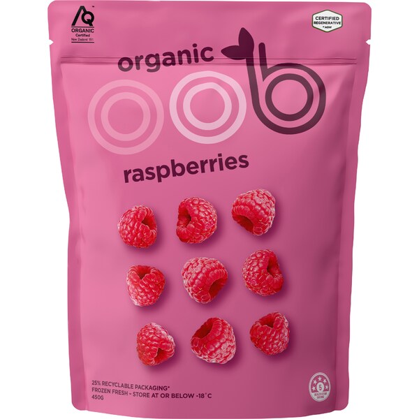 Oob Organic Raspberries 450g