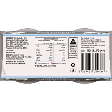 Wicked Sister Vanilla Bean Rice Pudding 170g x 2 pack | Woolworths