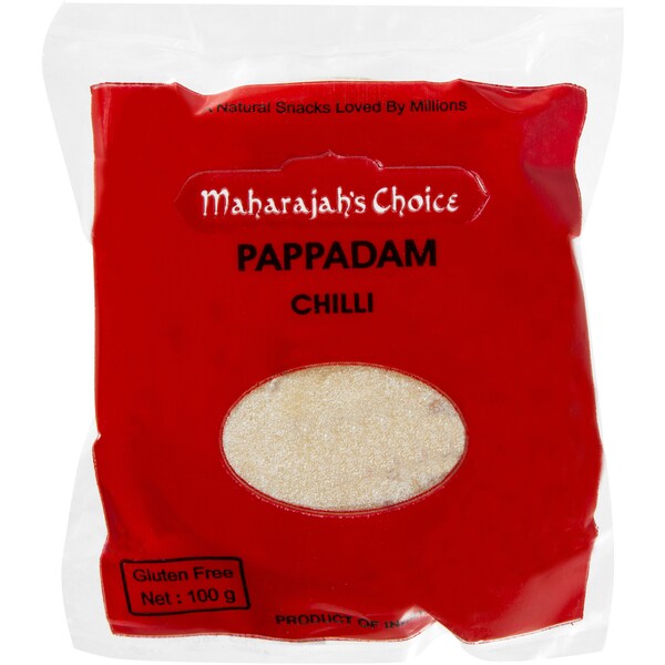 Maharajah's Choice Pappadums Chilli 100g
