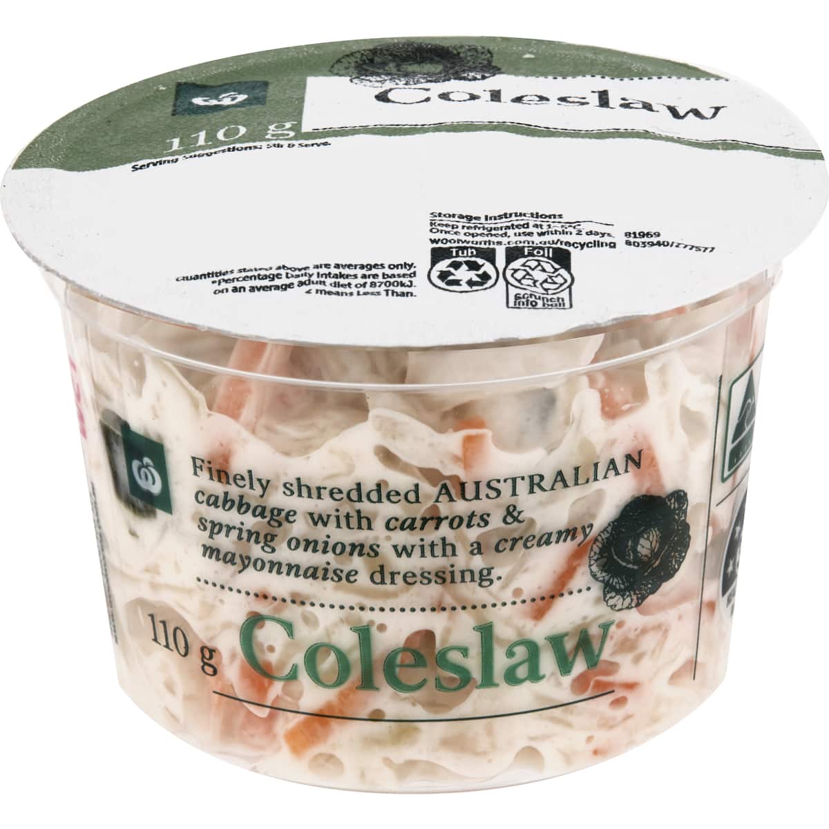 Woolworths Classic Coleslaw 110g bunch