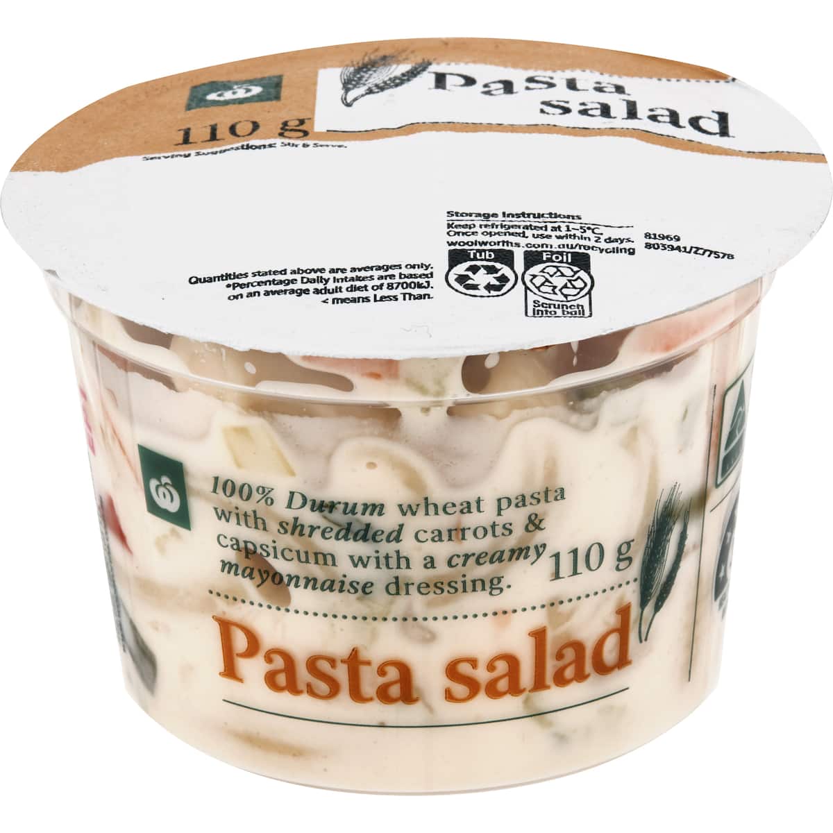 Woolworths Creamy Pasta Salad 110g bunch