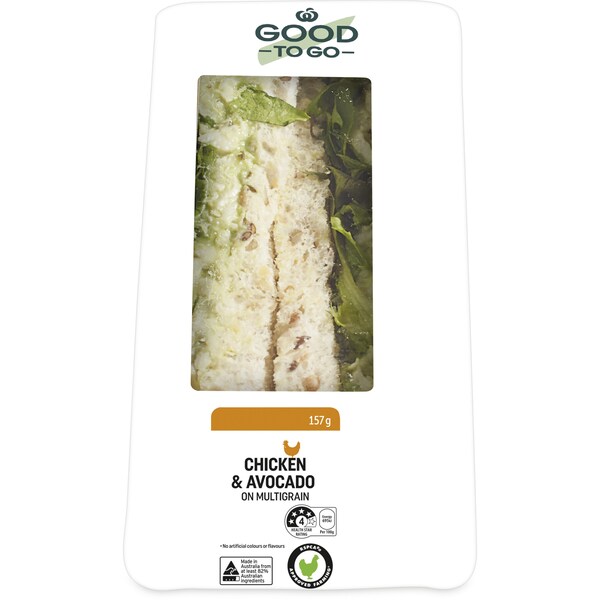 Woolworths Good To Go Chicken & Avocado On Multigrain 157g