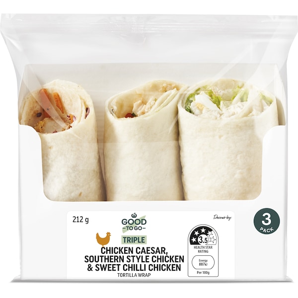 Woolworths Good To Go Triple Chicken Tortilla Wrap 212g
