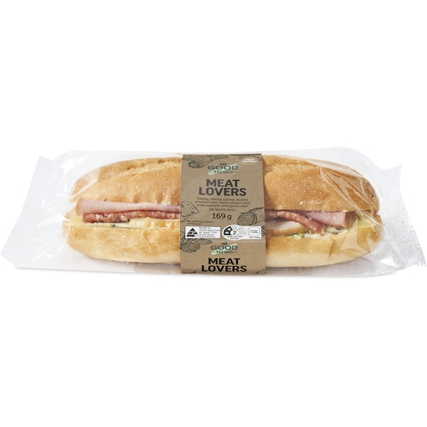 Woolworths Good To Go Meat Lovers Sub Roll 169g