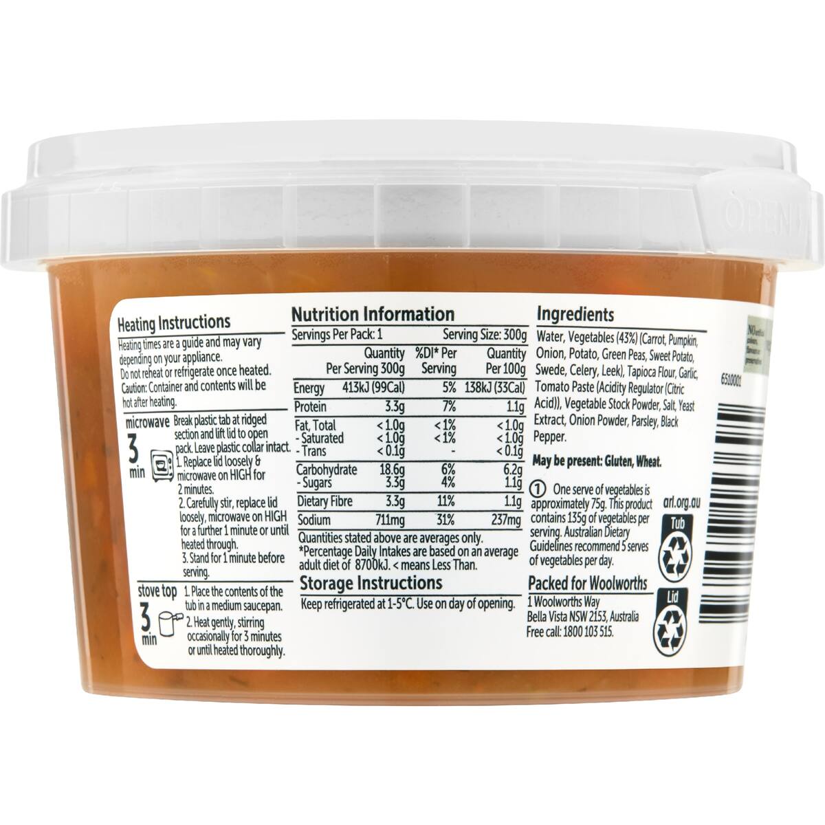 Woolworths Chunky Vegetable Soup 300g bunch