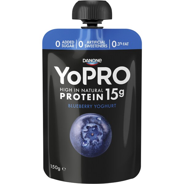 YoPRO High Protein Blueberry Greek Yoghurt Pouch 150g