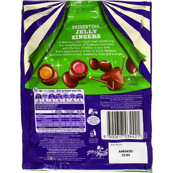 Cadbury Dairy Milk Marvellous Creations Jelly Zingers 150g Bag
