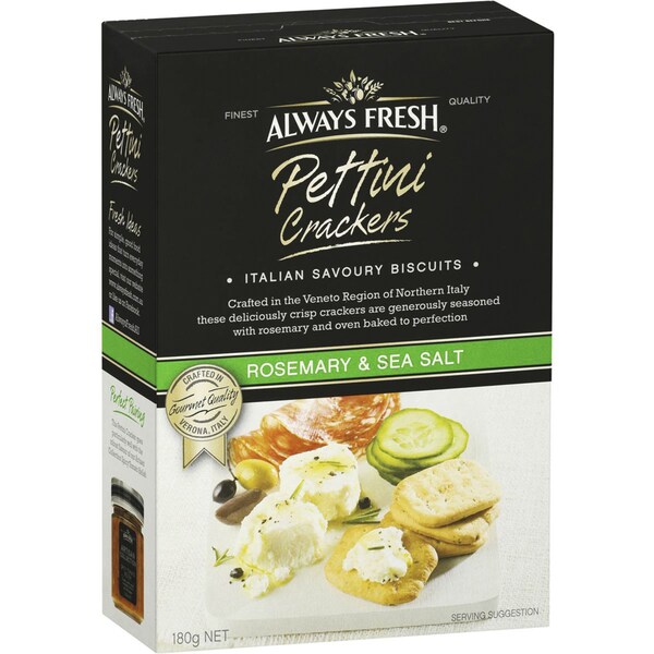 Always Fresh Cracker Pettini Rosemary Salt 180g