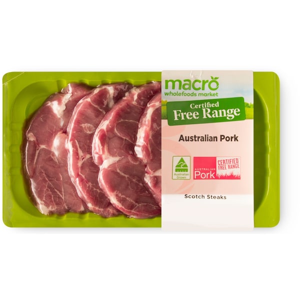 Macro Free Range Pork Steak Scotch Fillet Min. 280g