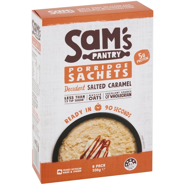 Sam's Pantry Decadent Salted Caramel Porridge Sachets 8 pack