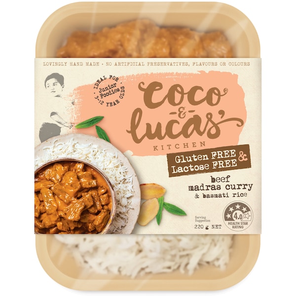 Coco & Lucas' Gluten Free & Lactose Free Beef Curry & Rice Frozen Meal 220g