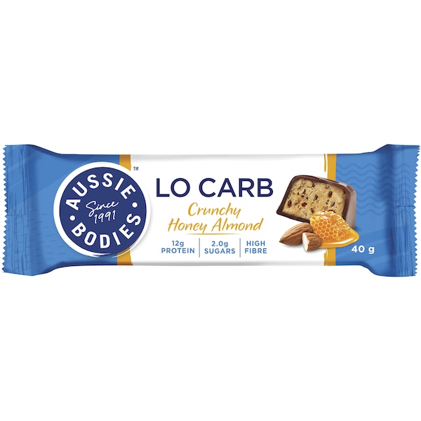 Aussie Bodies Lo Carb Protein Bar Crunchy Honey Almond 40g
