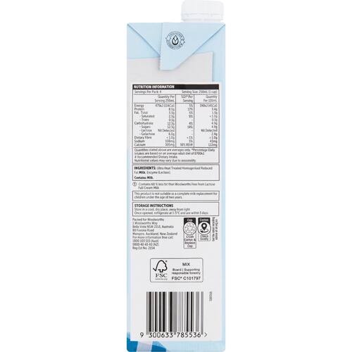 Woolworths Free From Lactose Lite Milk 1l bunch