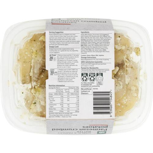 Woolworths Cook Parmesan crumbed potatoes with garlic and parsley