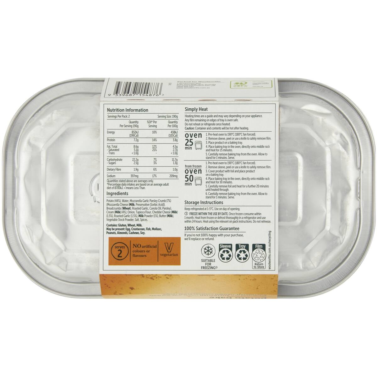 Woolworths Roasted Garlic Potato Bake 380g bunch